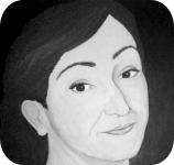 Retrato de mujer a carbón realizado como boceto para retrato al óleo. Inma.