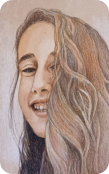Retrato de adolescente realizado con lápices de colores. Nuria.