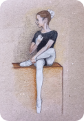 Retrato de niña bailarina realizado con lápices de colores. Nuria.