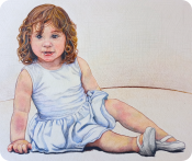 Retrato de niña realizado con lápices de colores. Sira.